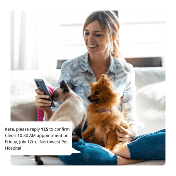 Automated text veterinary appointment reminder with VitusVet Practice Management Software